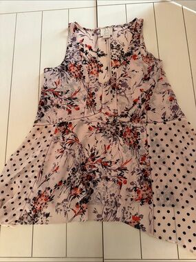 Anthropology Vanessa Virginia Floral & Polka Dot Sleeveless Spring/Summer Top